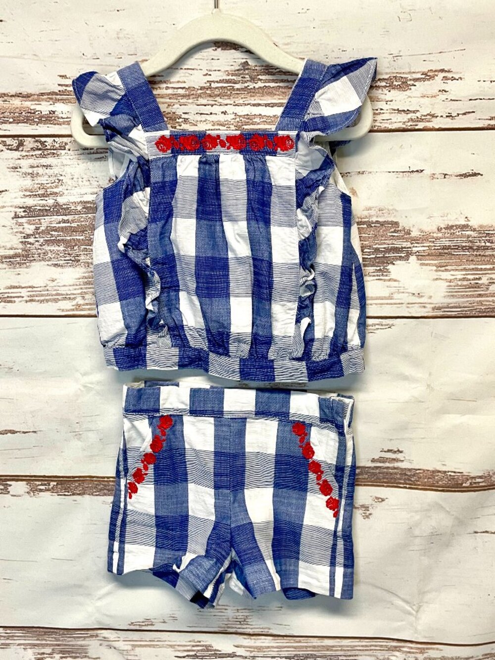 Janie and Jack Gingham Cotton Top and Short Set